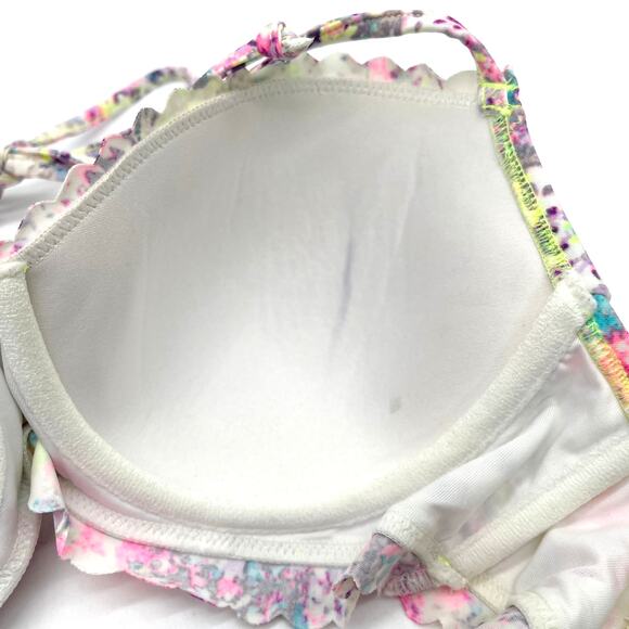 Victorias Secret Women Bikini Top 34C Colorful Splatter Scallop Neon Bright Boho - Picture 6 of 10